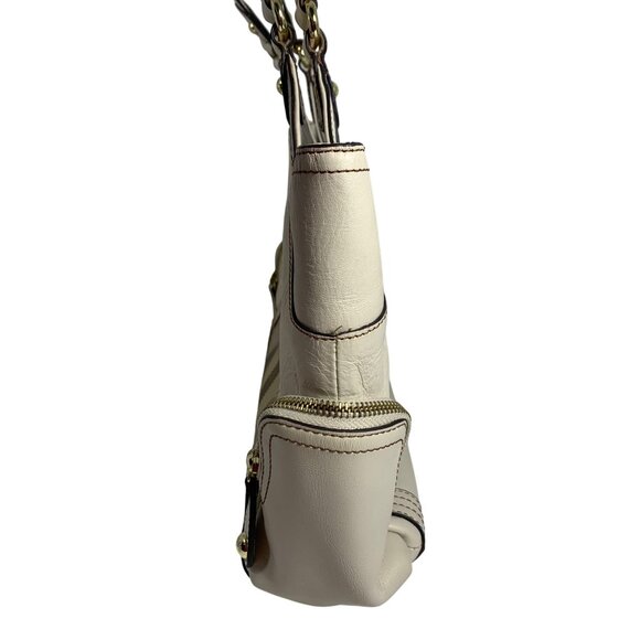 VTG ETIENNE AIGNER Large Patchwork Leather Handbag Gold Accent, Snap Closure EUC - Picture 3 of 13